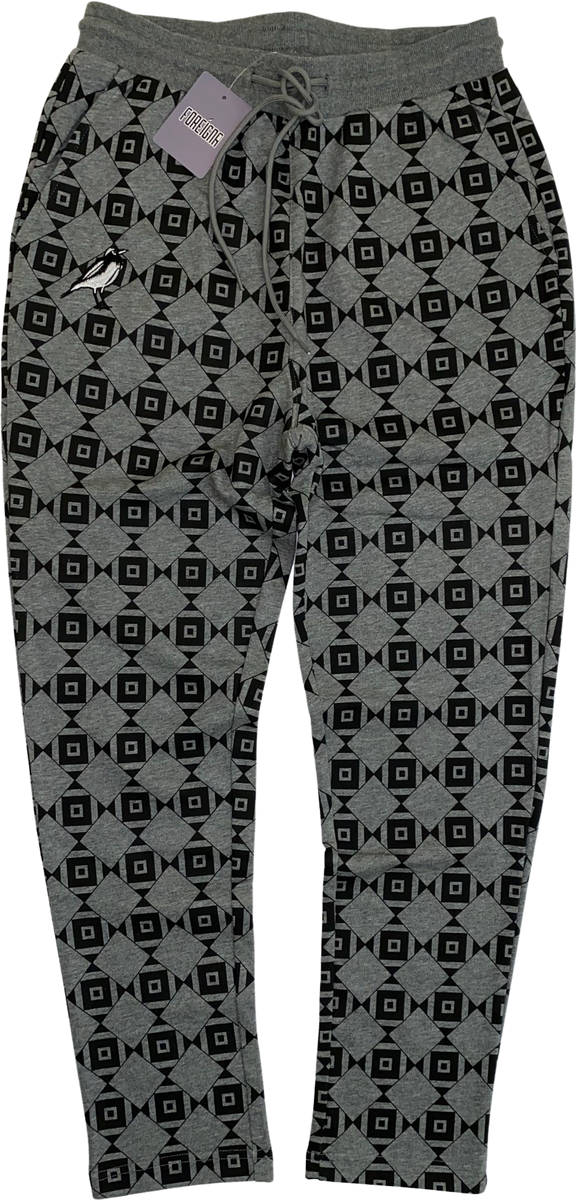 Diamond-Eye Geometric Pants - Grey/Black