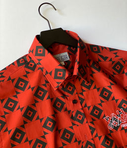 FOREIGNA Men’s Classic Fit Checkered Diamond Eye Dress Shirt - Red/Black - FOREIGNA