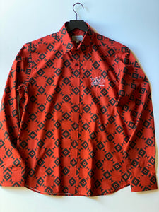 FOREIGNA Men’s Classic Fit Checkered Diamond Eye Dress Shirt - Red/Black - FOREIGNA
