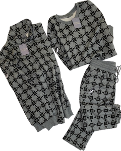 FOREIGNA Diamond-Eye Checkered Jogger Set - Grey/Black